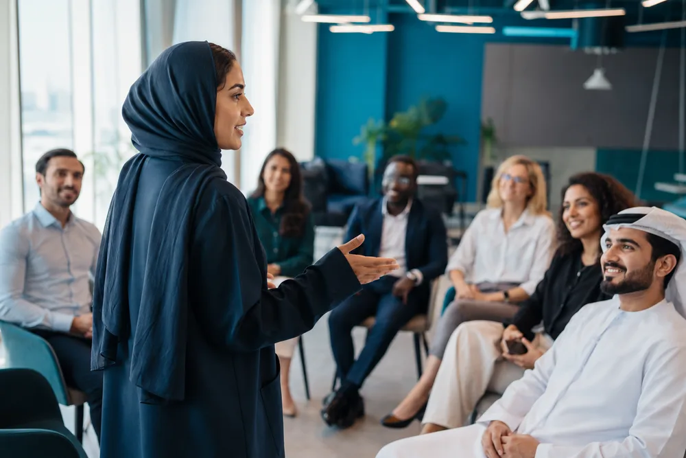 Professional practising communication skills with workshop participants